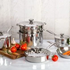 Le Creuset Signature Stainless Steel 10-Piece Cookware Set -Kitchenware Sales Shop 10 Piece SS