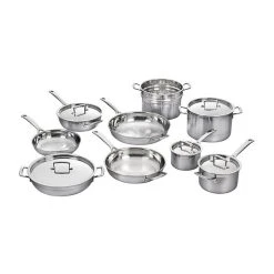 Kitchenware Sales Shop 20 Le Creuset Classic Stainless Steel 14-Piece Cookware Set