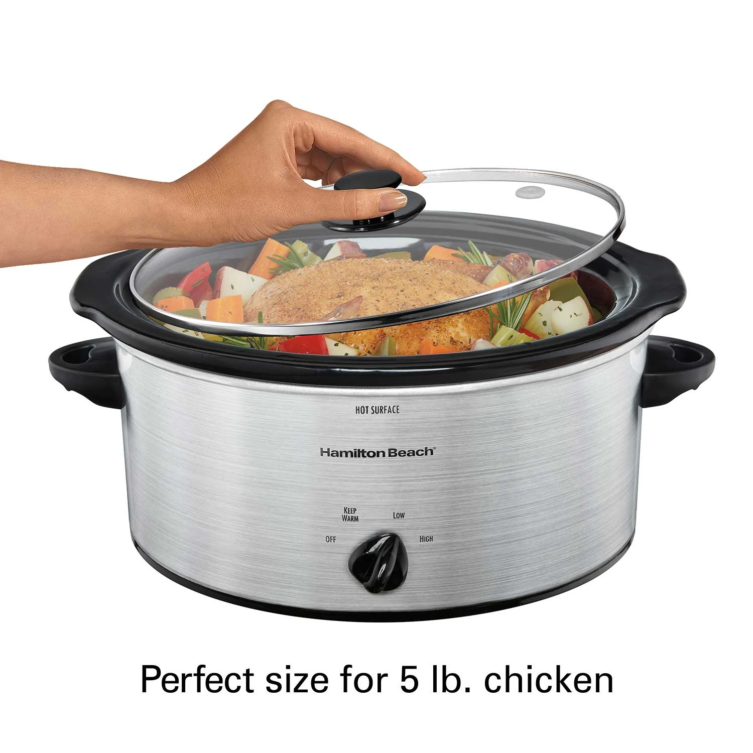 Hamilton Beach 5 Quart Slow Cooker, Silver 3 Hamilton Beach 5 Quart Slow Cooker, Silver - Image 3