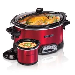 Hamilton Beach Stay Or Go® Programmable Slow Cooker With Party Dipper, Red