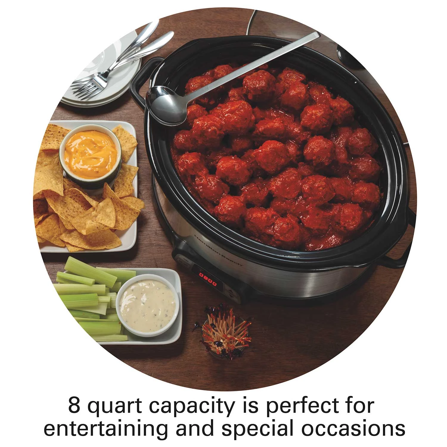 Hamilton Beach 8 Quart Programmable Countdown Slow Cooker, Silver 5 Hamilton Beach 8 Quart Programmable Countdown Slow Cooker, Silver - Image 5