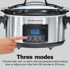 Hamilton Beach Programmable Stay Or Go® 6 Qt. Slow Cooker, Stainless Steel -Kitchenware Sales Shop 33561 VPA 03