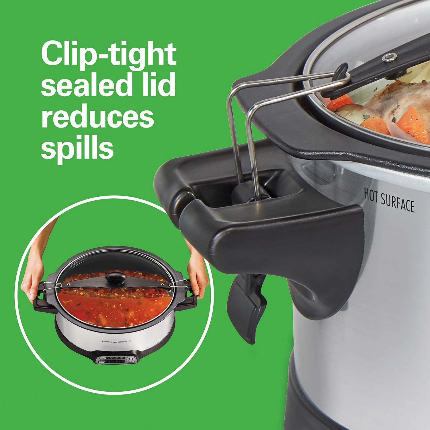 Hamilton Beach Stay Or Go® Sear & Cook 6 Quart Slow Cooker, Silver 4 Hamilton Beach Stay Or Go® Sear & Cook 6 Quart Slow Cooker, Silver - Image 4