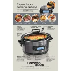 Hamilton Beach Temp Tracker™ 6 Quart Slow Cooker -Kitchenware Sales Shop 33866 PKG Side ENG