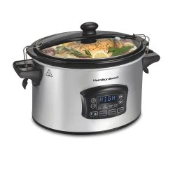 Hamilton Beach Set & Forget® 6 Quart Defrost Slow Cooker Silver