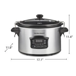 Hamilton Beach Set & Forget® 6 Quart Defrost Slow Cooker Silver -Kitchenware Sales Shop 33869 VPA 08
