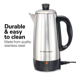 12 Cup Percolator With Cool-Touch Handle, Stainless Steel 12 12 Cup Percolator With Cool-Touch Handle, Stainless Steel -Kitchenware Sales Shop 40616R VPA 05