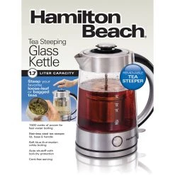 Hamilton Beach 1.7 Liter Electric Glass Kettle With Tea Steeper -Kitchenware Sales Shop 40868 PKG Front ENG