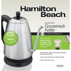 Hamilton Beach Electric 1.2 Liter Gooseneck Kettle -Kitchenware Sales Shop 40899 PKG Front ENG
