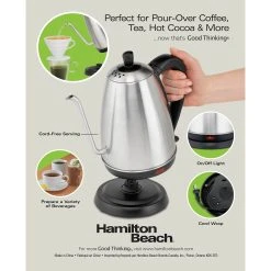 Hamilton Beach Electric 1.2 Liter Gooseneck Kettle -Kitchenware Sales Shop 40899 PKG Side ENG