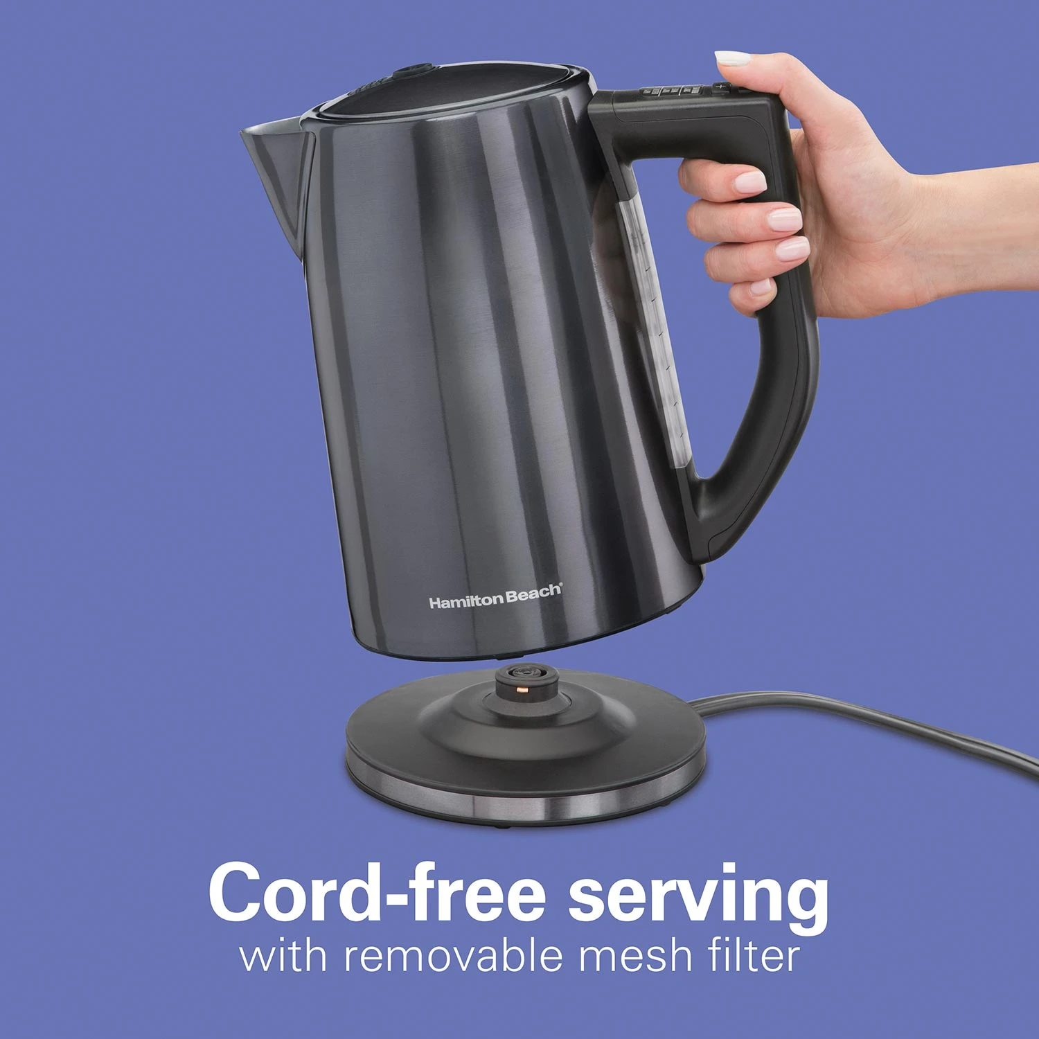 Hamilton Beach 1.7 Liter Variable Temperature Electric Kettle, Black & Stainless Steel 4 Hamilton Beach 1.7 Liter Variable Temperature Electric Kettle, Black & Stainless Steel - Image 4