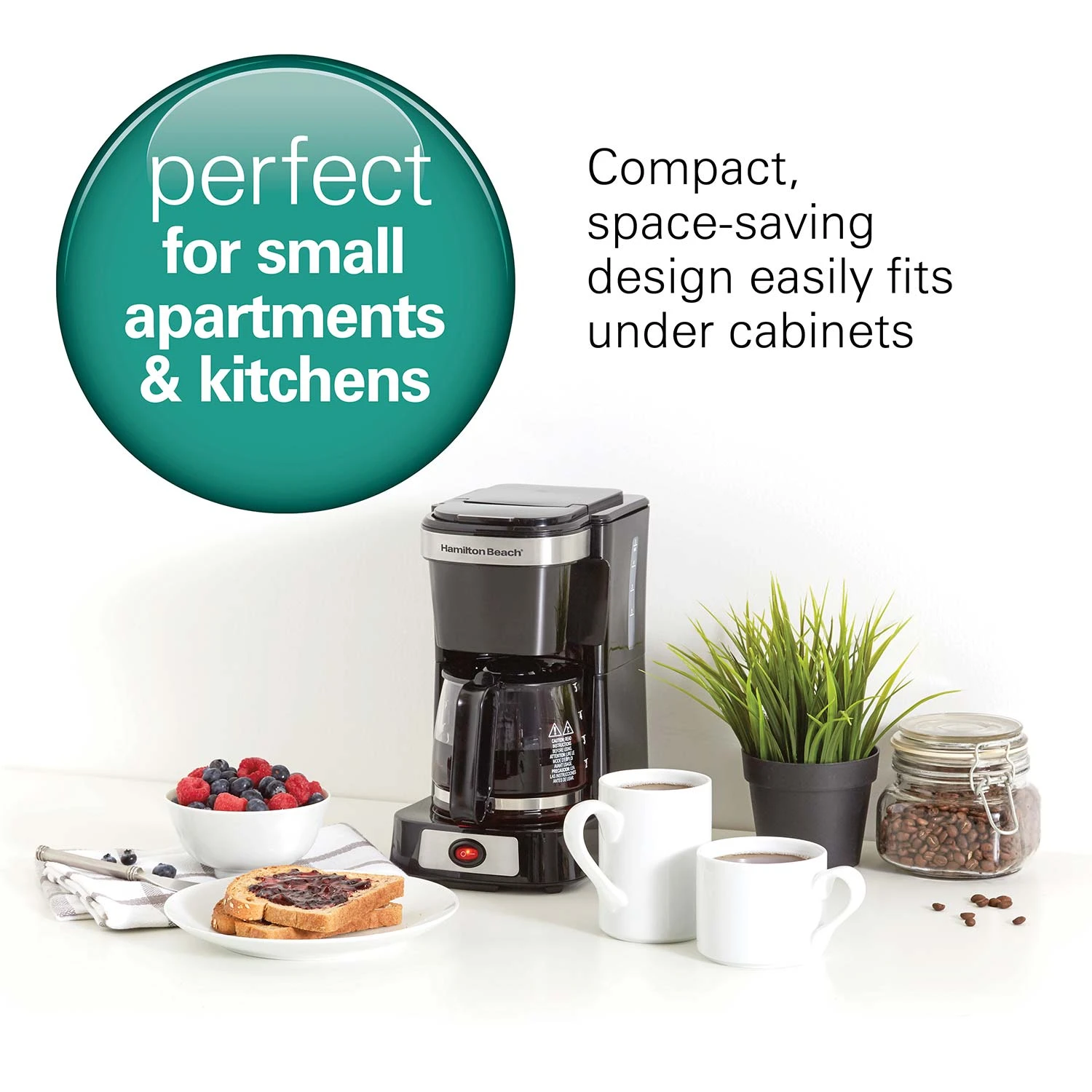 Hamilton Beach FrontFill® 5 Cup Compact Coffee Maker With Glass Carafe 2 Hamilton Beach FrontFill® 5 Cup Compact Coffee Maker With Glass Carafe - Image 2