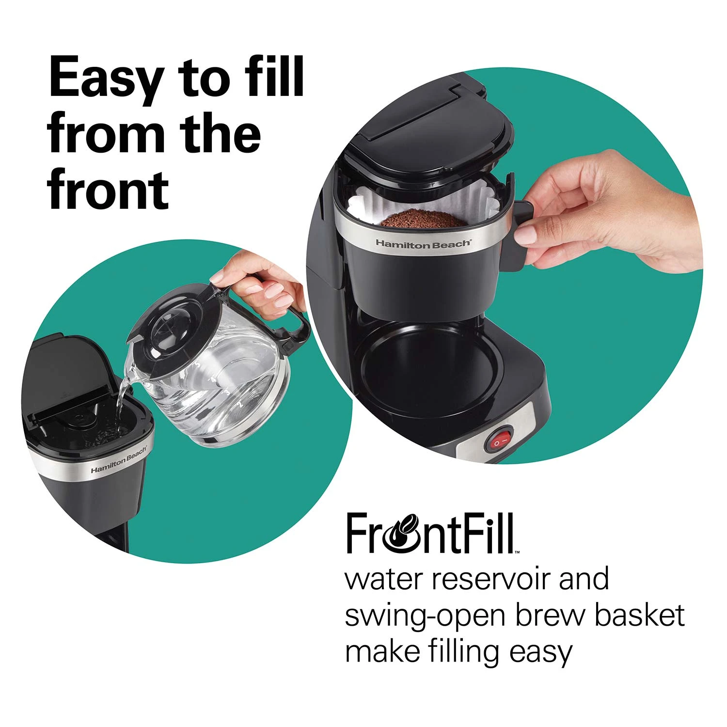 Hamilton Beach FrontFill® 5 Cup Compact Coffee Maker With Glass Carafe 3 Hamilton Beach FrontFill® 5 Cup Compact Coffee Maker With Glass Carafe - Image 3