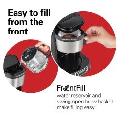 Hamilton Beach FrontFill® 5 Cup Compact Coffee Maker With Programmable Clock & Glass Carafe -Kitchenware Sales Shop 46111 VPA 03