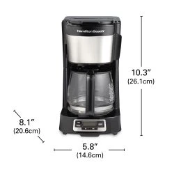 Hamilton Beach FrontFill® 5 Cup Compact Coffee Maker With Programmable Clock & Glass Carafe -Kitchenware Sales Shop 46111 VPA 08