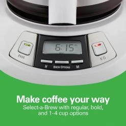 Hamilton Beach 12 Cup Programmable Coffee Maker, White -Kitchenware Sales Shop 46294 VPA 04