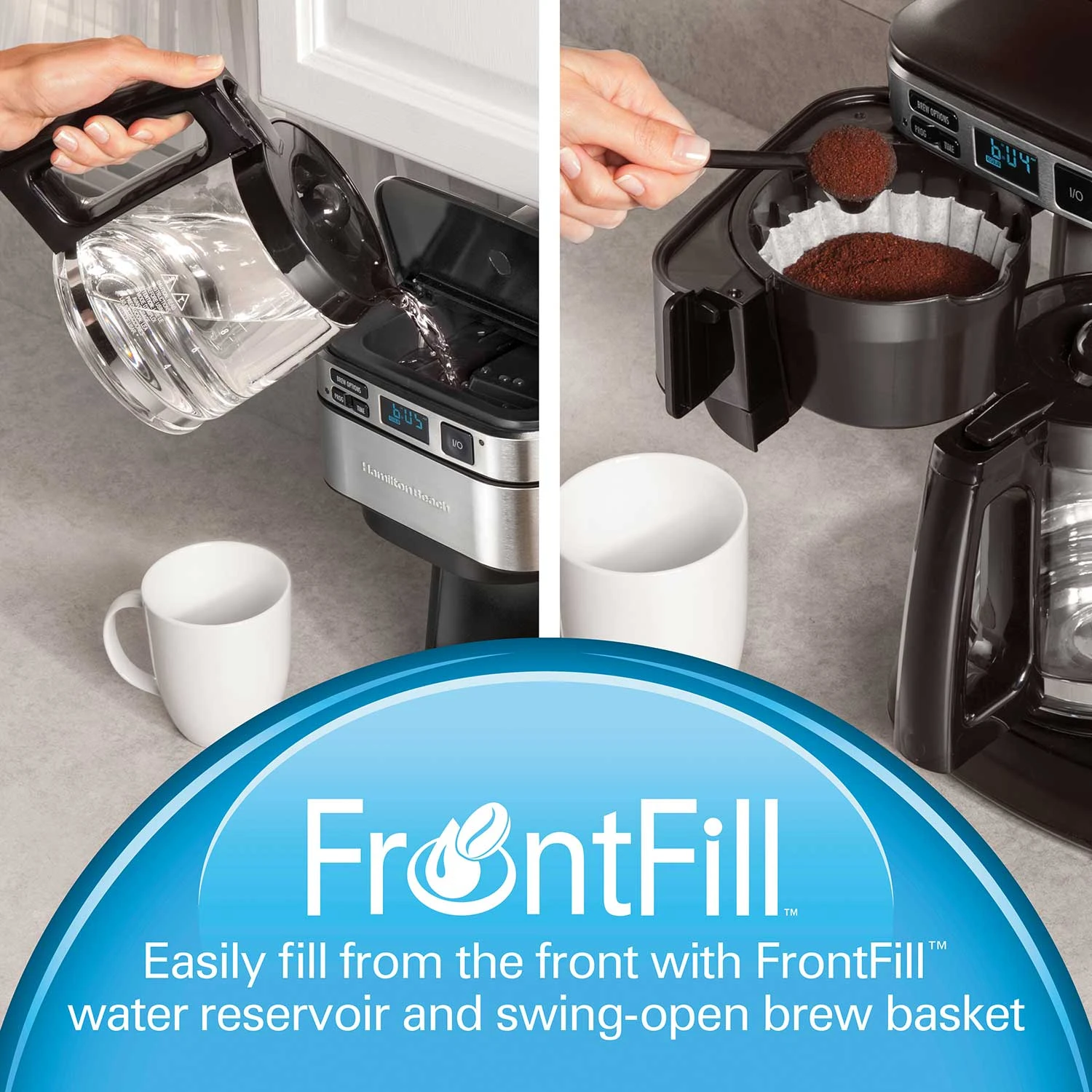 Hamilton Beach Front-Fill® 12 Cup Programmable Coffee Maker With Swing-Out Basket 2 Hamilton Beach Front-Fill® 12 Cup Programmable Coffee Maker With Swing-Out Basket - Image 2