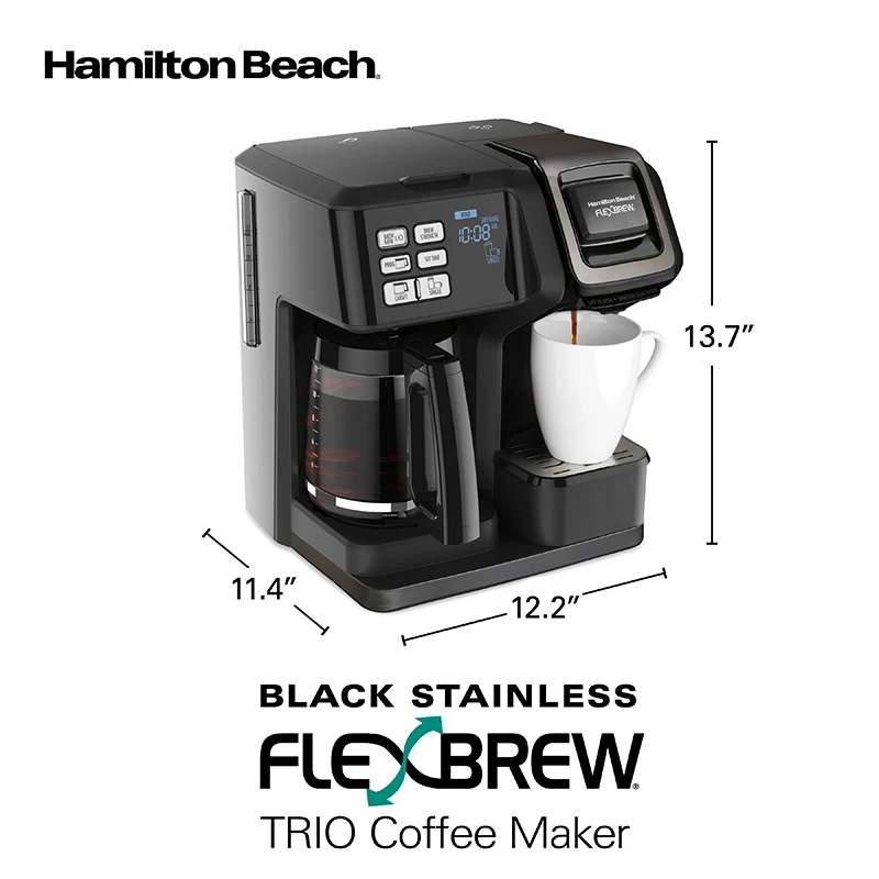 Hamilton Beach FlexBrew®Trio Coffee Maker, Black Stainless 8 Hamilton Beach FlexBrew®Trio Coffee Maker, Black Stainless - Image 8