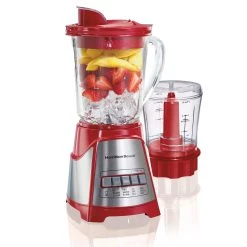 Hamilton Beach 12 Function Blender & Chopper With 40oz Glass Jar, 700W Red