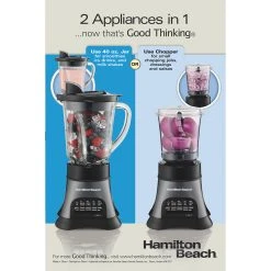 Hamilton Beach Wave Crusher® Multi-Function Blender/Chopper With 40oz Glass Jar 15 Hamilton Beach Wave Crusher® Multi-Function Blender/Chopper With 40oz Glass Jar -Kitchenware Sales Shop 58164 PKG Side ENG