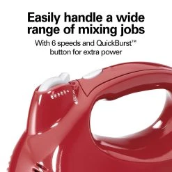 Hamilton Beach Power Deluxe™ 6 Speed Hand/Stand Mixer, Red -Kitchenware Sales Shop 64699 VPA 03