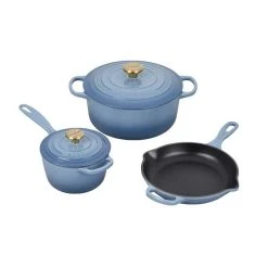 Le Creuset Signature Enameled Cast Iron 5-Piece Cookware Set -Kitchenware Sales Shop chambray MS1605 434SG LPR