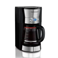 Hamilton Beach 12 Cup Programmable Coffee Maker With Cone Filter, Black & Stainless