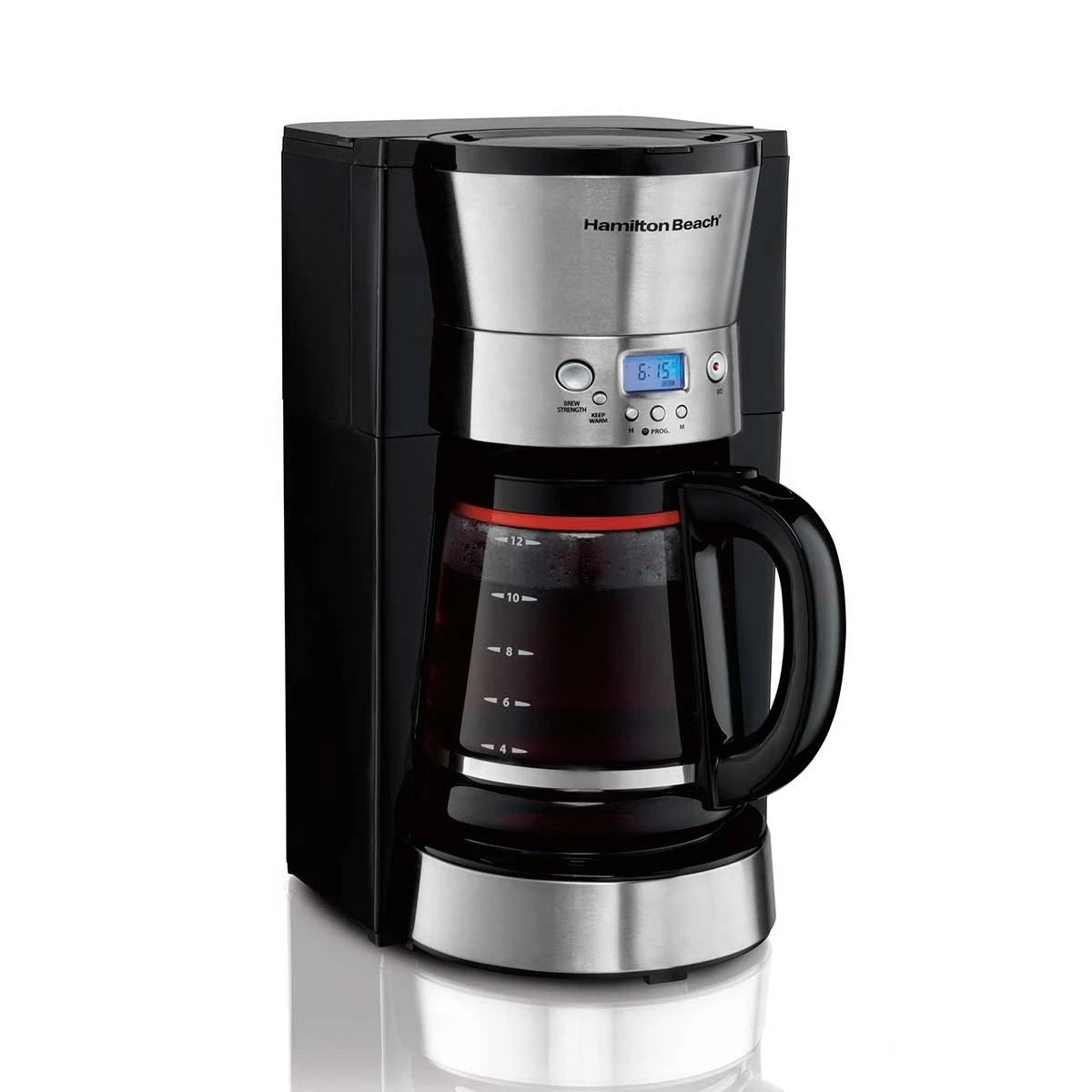 Hamilton Beach 12 Cup Programmable Coffee Maker With Cone Filter, Black & Stainless 1 Hamilton Beach 12 Cup Programmable Coffee Maker With Cone Filter, Black & Stainless