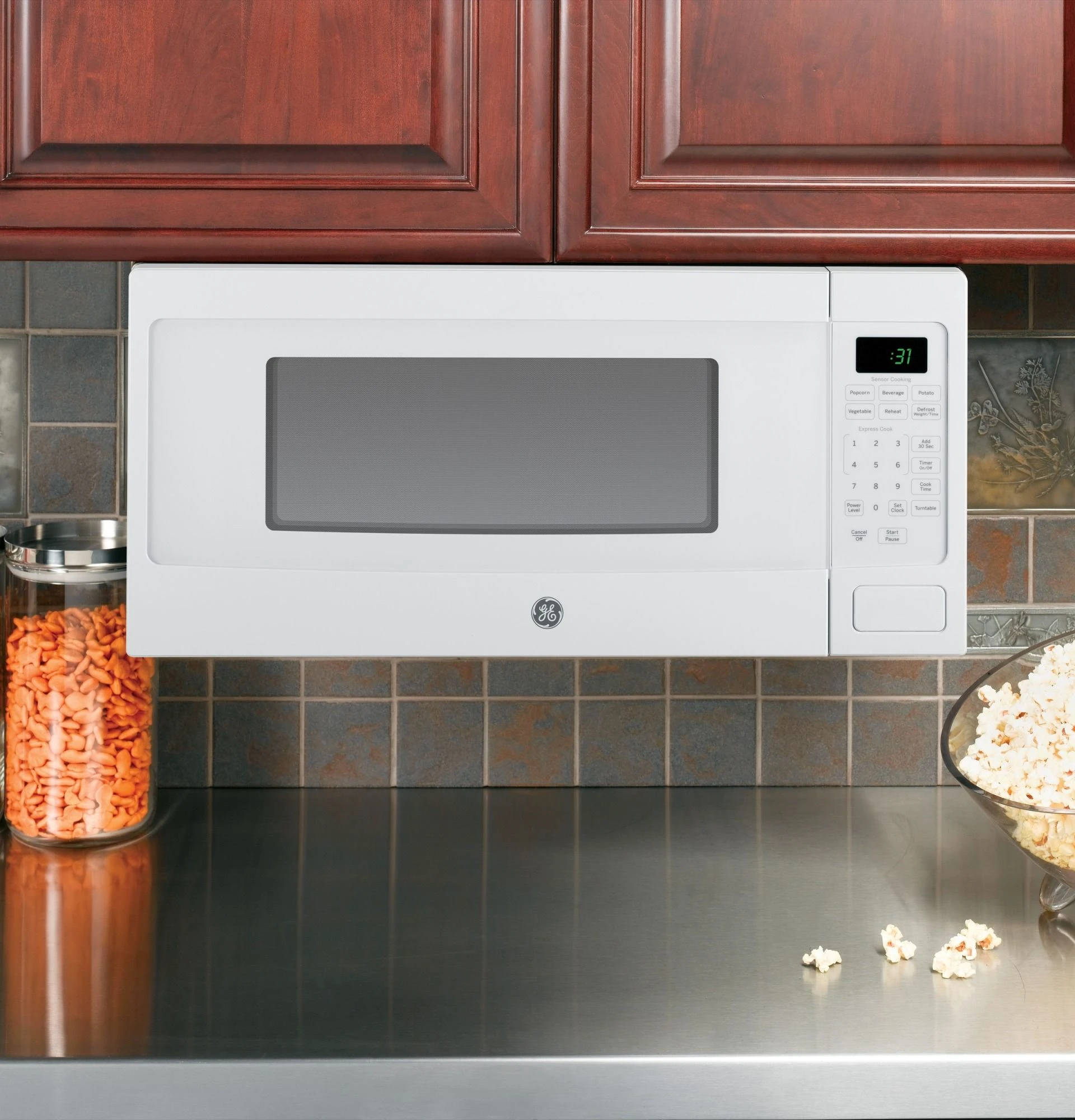 GE PEM31DFWW Profile 1.1 Cu. Ft. Microwave Oven, Countertop Or Built In - White - Image 5