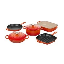 Le Creuset Signature Enameled Cast Iron 7-Piece Cookware Set -Kitchenware Sales Shop rs18019 sevenpiece flame lpr